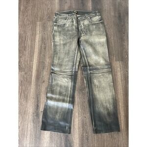 Manuel Cuevas black distressed leather bootcut pants 34 MINT Italy Men's